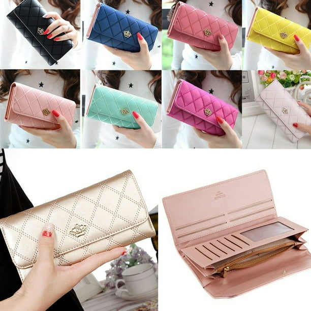 Fashion Women Purse Handbag Coloured Splice Wallet Crown Clutch Bag Cardholder